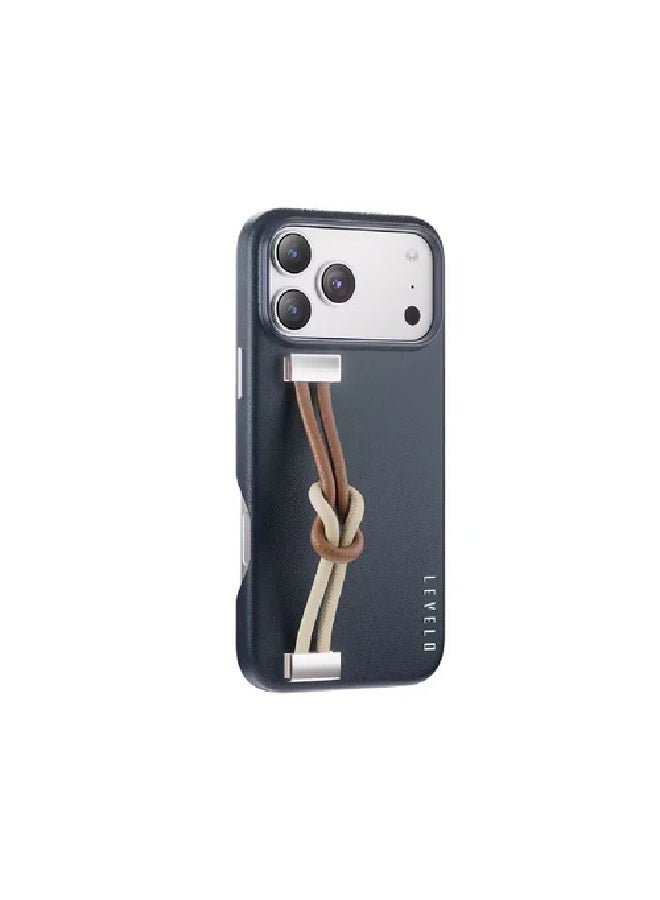 LEVELO Case For iPhone 17 Pro Polaris PU Leather - Blue - Image 2